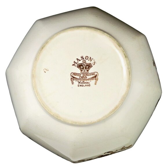 Mason’s Watteau Brown 7" Octagonal Vegetable Bowl England Ironstone Vintage - Picture 5 of 5